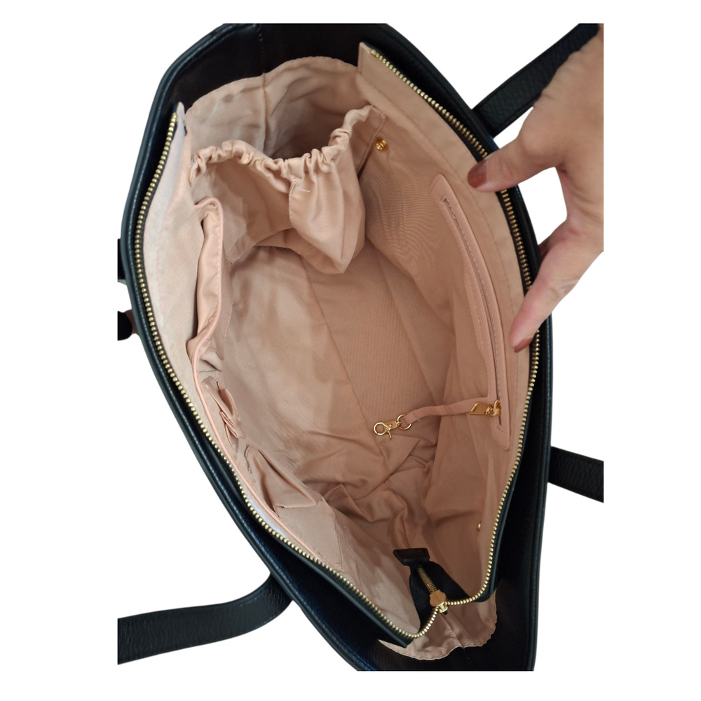 EUC Poppy & Peonies Go Getter Tote in Black Travel Bag Large Zip Top - Picture 7 of 7